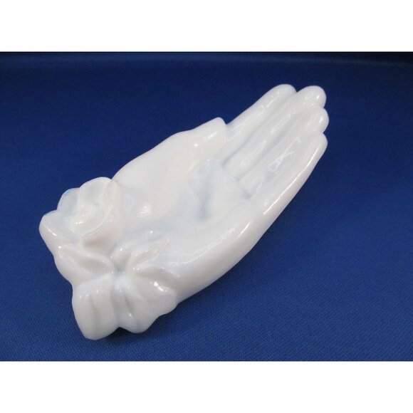 Vintage Milk Glass Hand Trinket Dish - Picture 3 of 8